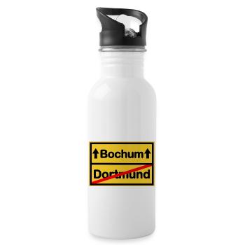 Der Bochumer im Pott - Trinkflasche mit integriertem Trinkhalm - Weiß - Rechts
