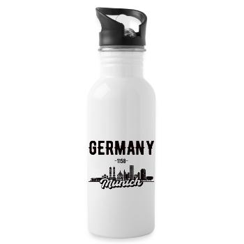 Munich Germany Home Gift - Water bottle with straw - white - Right