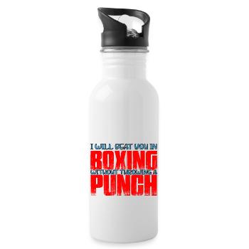 Will Beat You In Boxing Without Throwing A Punch 4 - Water bottle with straw - white - Right