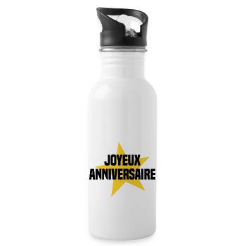 Joyeux anniversaire - Gourde avec paille intégrée - blanc - Droite
