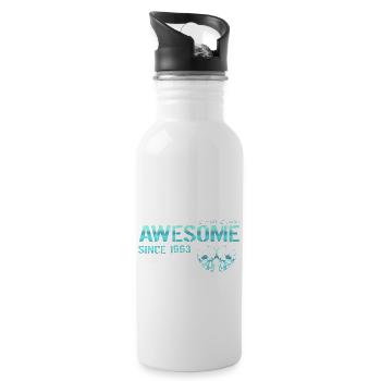 Awesome since 1993 Geschenk - Trinkflasche mit integriertem Trinkhalm - Weiß - Rechts