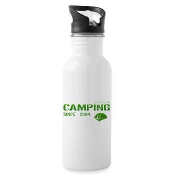 Camping 2004 Geschenk - Trinkflasche mit integriertem Trinkhalm - Weiß - Rechts