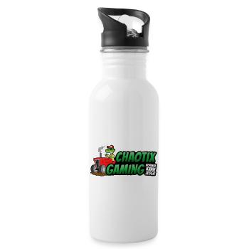 ChaotiX Traktor Logo - Trinkflasche mit integriertem Trinkhalm - Weiß - Rechts