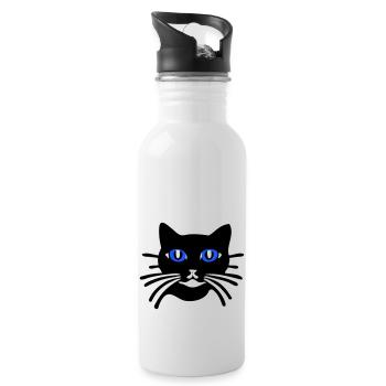 Cat cartoon (Colors customizable) - Water bottle with straw - white - Right