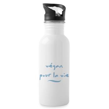végan pour la vie - Gourde avec paille intégrée - blanc - Droite