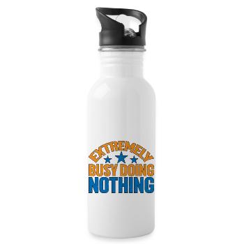 Extremely Busy Doing Nothing 5 - Trinkflasche mit integriertem Trinkhalm - Weiß - Rechts