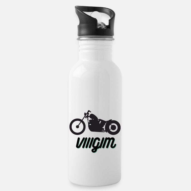 Custom - Water bottle with straw - white