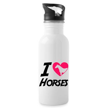 Horse Love - Water bottle with straw - white - Right