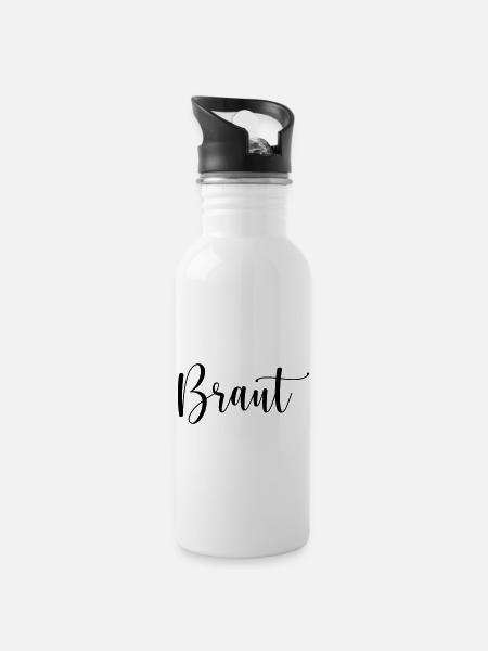 braut - Trinkflasche mit integriertem Trinkhalm - Weiß