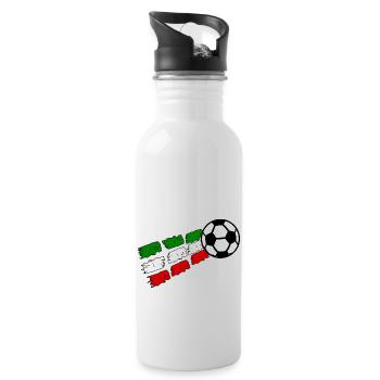 Fußball Macht Italien - Trinkflasche mit integriertem Trinkhalm - Weiß - Rechts