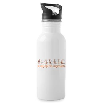 KNOBLAUCH IST MEIN GEISTERGEMÜSE - Trinkflasche mit integriertem Trinkhalm - Weiß - Rechts