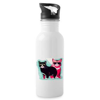 cool cats - Water bottle with straw - white - Right