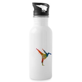Karate-Kampfkunst - Trinkflasche mit integriertem Trinkhalm - Weiß - Rechts