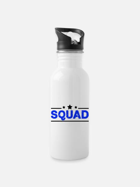 squad - Trinkflasche mit integriertem Trinkhalm - Weiß
