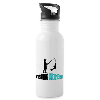 fishing weekend 002 - Trinkflasche mit integriertem Trinkhalm - Weiß - Rechts