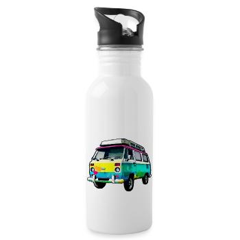camping-car - Gourde avec paille intégrée - blanc - Droite