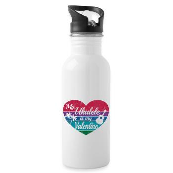 My Ukulele is my Valentine - Water bottle with straw - white - Right