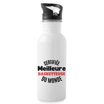 certifiée meilleure basketteuse du monde - Gourde avec paille intégrée - blanc - Droite
