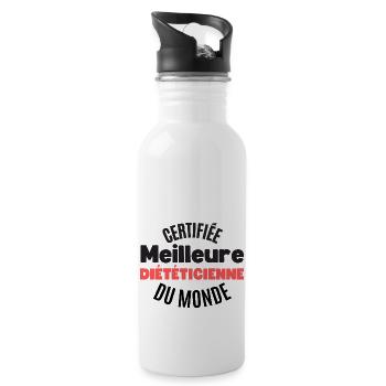 certifiée meilleure diététicienne du monde - Gourde avec paille intégrée - blanc - Droite