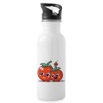 Bak and bik kawaii tomatoes - Water bottle with straw - white - Right