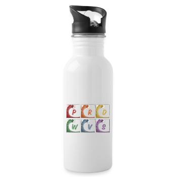 LGBTQ+ Rainbow Gay Pride Waves Surf PRD WVS - Water bottle with straw - white - Right