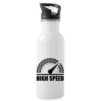 reifen tacho high speed - Trinkflasche mit integriertem Trinkhalm - Weiß - Rechts