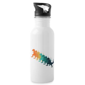 Retro-Dinosaurier - Trinkflasche mit integriertem Trinkhalm - Weiß - Rechts