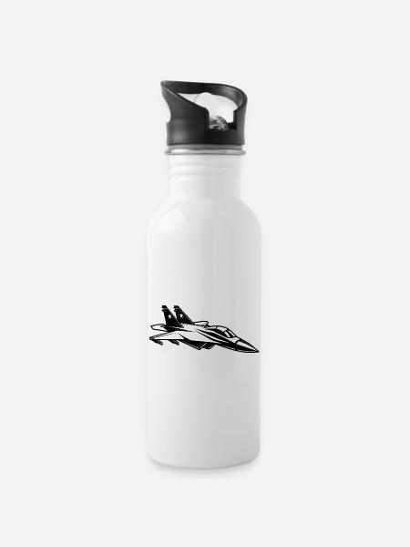 avion de chasse - Gourde avec paille intégrée - blanc