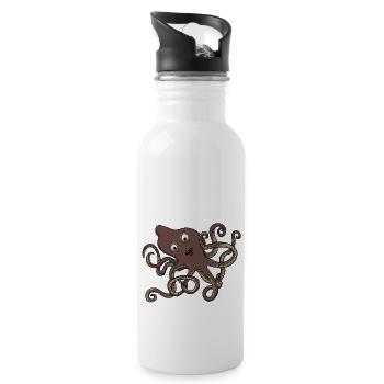 Brezelkraken - Trinkflasche mit integriertem Trinkhalm - Weiß - Rechts