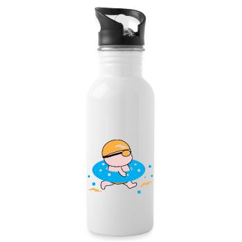 Glücklicher Junge genießt das Schwimmen - Trinkflasche mit integriertem Trinkhalm - Weiß - Rechts