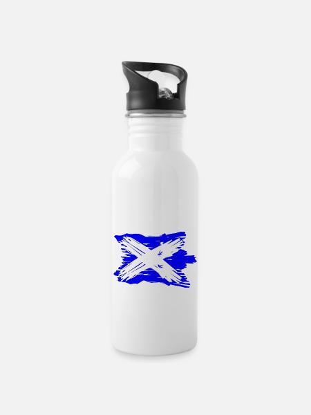 At home in Scotland - Water bottle with straw - white
