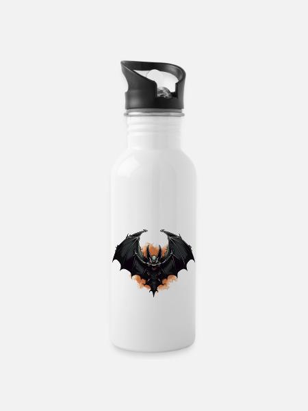 Fledermaus - Trinkflasche mit integriertem Trinkhalm - Weiß