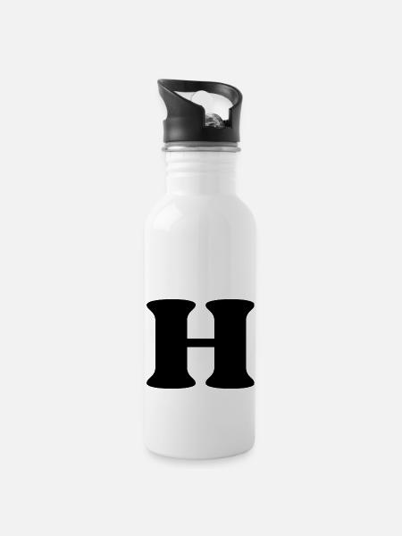 Lettre h - Gourde avec paille intégrée - blanc