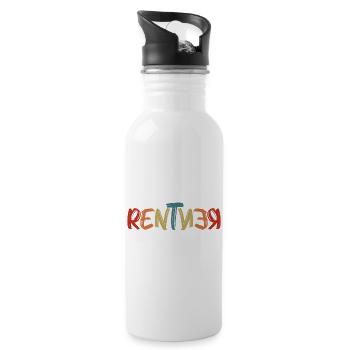 Rentner - Trinkflasche mit integriertem Trinkhalm - Weiß - Rechts