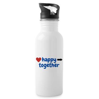 happy together 1 - Trinkflasche mit integriertem Trinkhalm - Weiß - Rechts