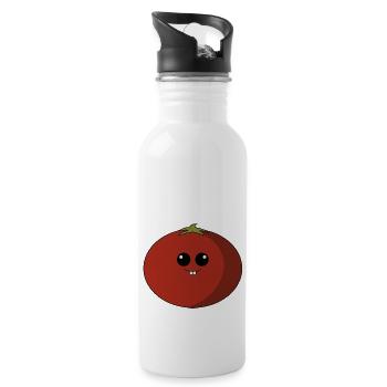 Tomato with face - Water bottle with straw - white - Right