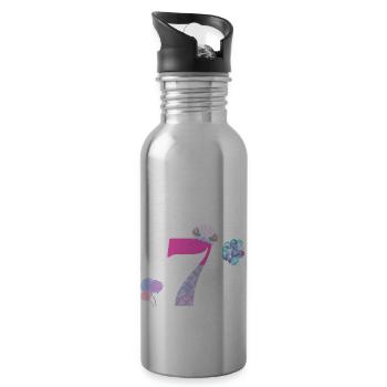 7. Geburtstag Meerjungfrau - Trinkflasche mit integriertem Trinkhalm - Lightsilver - Rechts