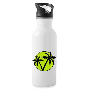 palme silhouette kreis 1 - Trinkflasche mit integriertem Trinkhalm - Weiß - Rechts