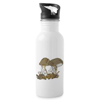Pilze - Trinkflasche mit integriertem Trinkhalm - Weiß - Rechts