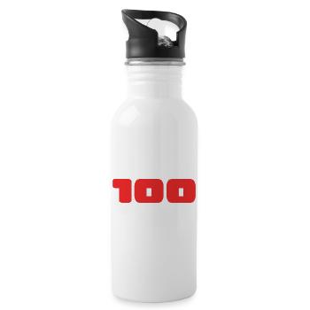 100. 100 YEARS. 100th ANNIVERSARY. 100 BIRTHDAY - Water bottle with straw - white - Right