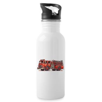 Fire Truck | The fire truck - Water bottle with straw - white - Right