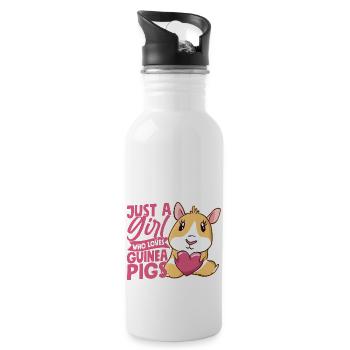 Just A Girl Who Loves Guinea Pigs Rodent Cavy Love - Water bottle with straw - white - Right
