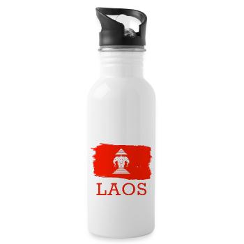 Laos Laote Laoten Elefant Lao I Geschenk - Trinkflasche mit integriertem Trinkhalm - Weiß - Rechts
