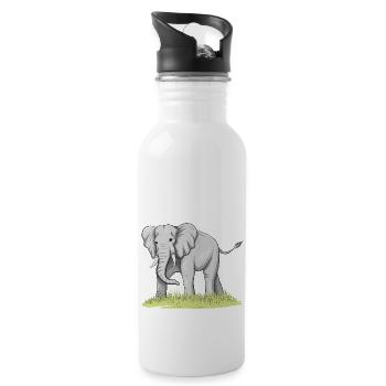 Elefant - Trinkflasche mit integriertem Trinkhalm - Weiß - Rechts