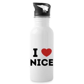 I Love with Heart Nice - Water bottle with straw - white - Right
