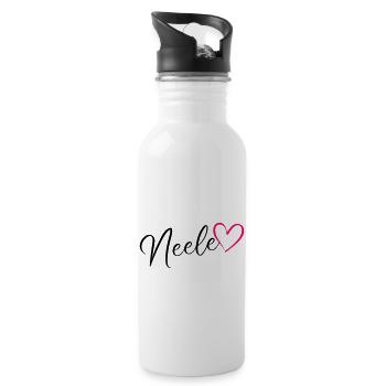 Neele Name Vorname Herz Pink - Trinkflasche mit integriertem Trinkhalm - Weiß - Rechts