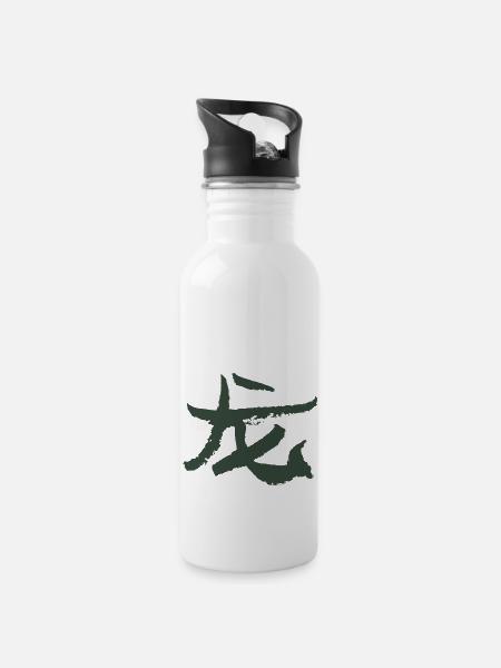 Dragon (chinois) Zodiaque - Gourde avec paille intégrée - blanc