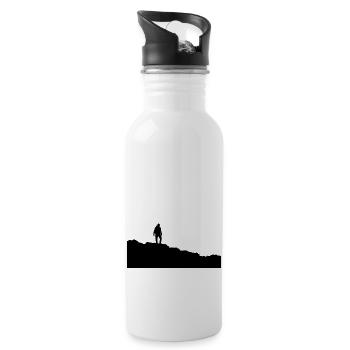 silhouette d’un erre au sommet de la montagne - Gourde avec paille intégrée - blanc - Droite