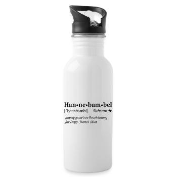 Rheinhessische Mundart "Hannebambel" - Trinkflasche mit integriertem Trinkhalm - Weiß - Rechts