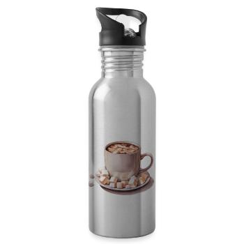 Heiße Schokolade - Trinkflasche mit integriertem Trinkhalm - Lightsilver - Rechts